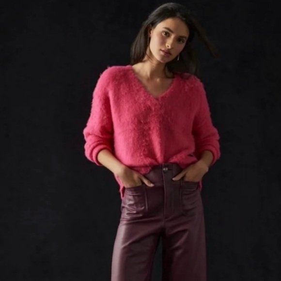 Maeve by Anthropologie Hot Pink/Rose/Fuchsia Super Soft & Comfy 31% Merino Wool - Picture 3 of 16